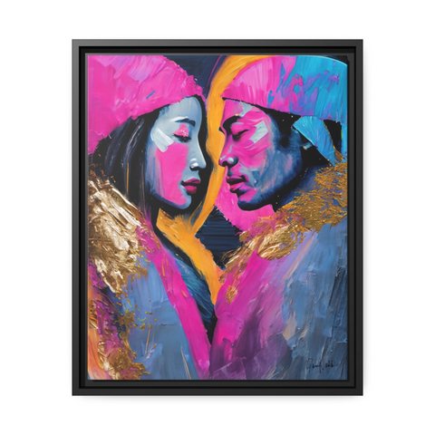 COLORFUL LOVE COUPLE PORTRAIT Canvas Wall Art - By QueenNoble - WhatYouNeedSales