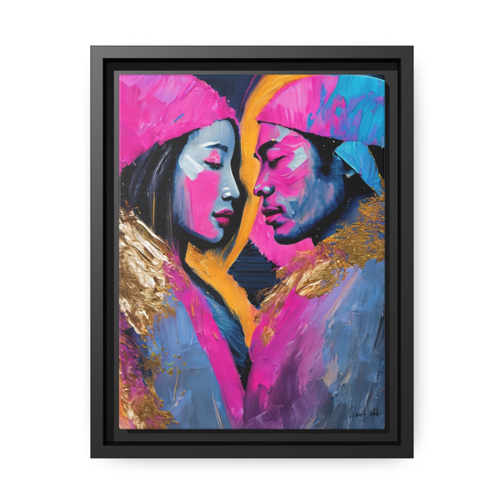 COLORFUL LOVE COUPLE PORTRAIT Canvas Wall Art - By QueenNoble - WhatYouNeedSales