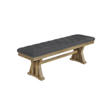 Cushioned dining bench in gray linen fabric - WhatYouNeedSales