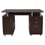 Workstation Computer Desk with Storage. Color: Chocolate - WhatYouNeedSales