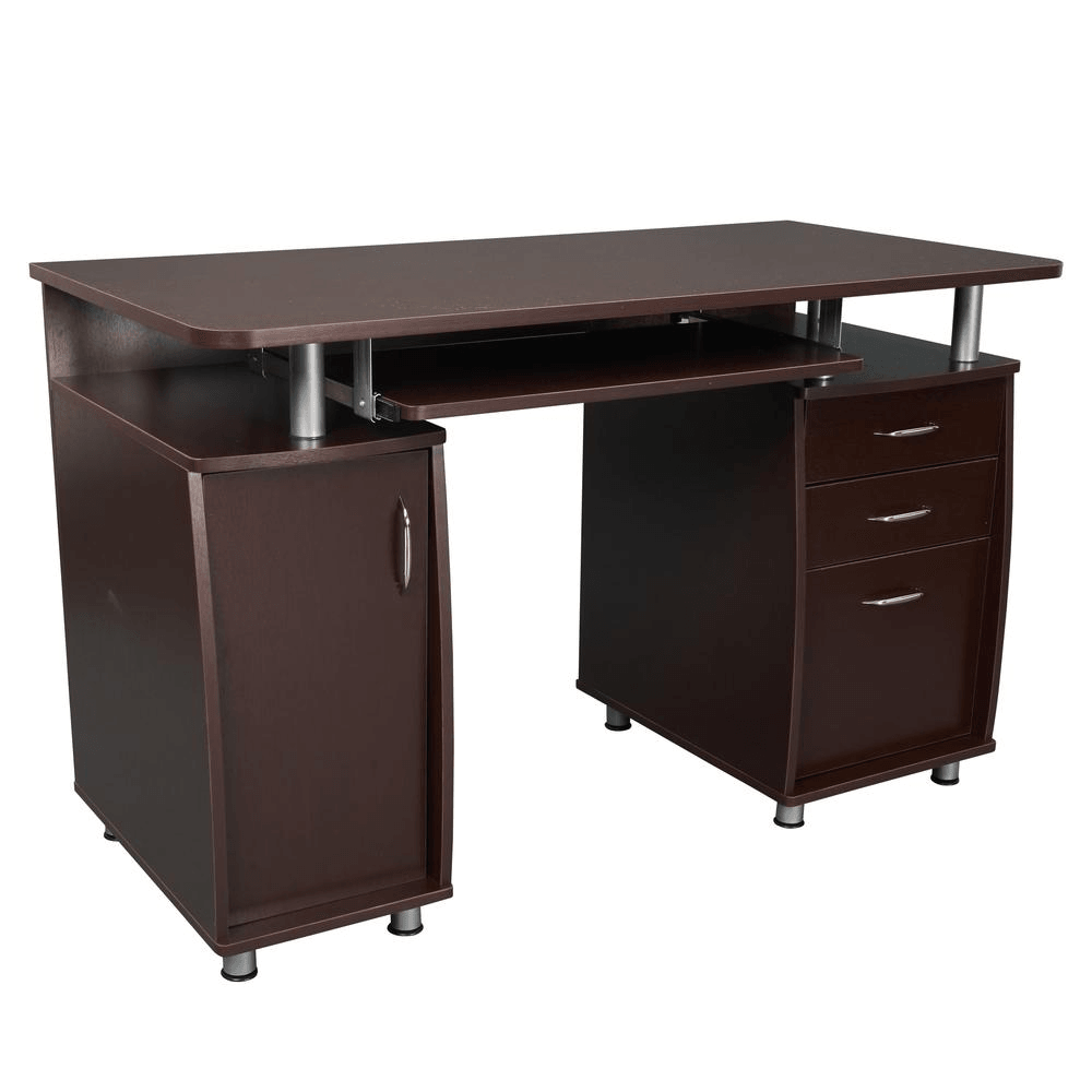 Workstation Computer Desk with Storage. Color: Chocolate - WhatYouNeedSales