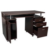 Workstation Computer Desk with Storage. Color: Chocolate - WhatYouNeedSales