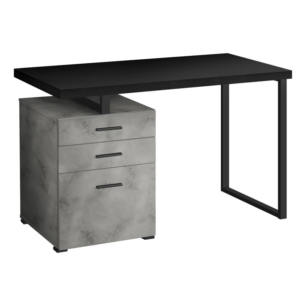 Computer Desk - 48"L / Black/ Concrete/ Black Metal / L/R - Ember Workspace - WhatYouNeedSales