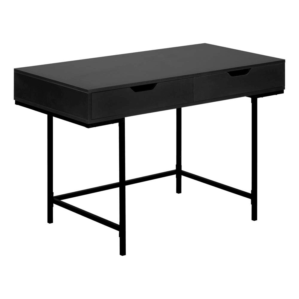 Modern Desk-48''L with Black Finish and Two Drawers Computer Desk - Ember Workspace - WhatYouNeedSales