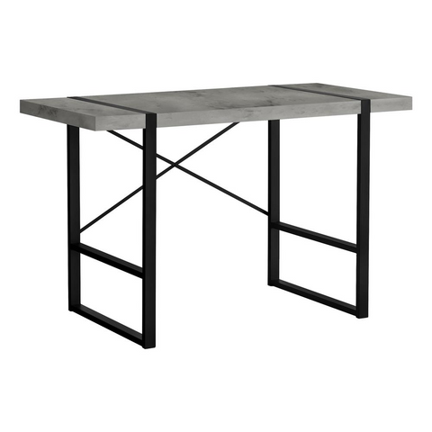 Grey Concrete Look Computer Desk with Black Metal Frame - Ember Workspace - WhatYouNeedSales