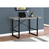 Grey Concrete Look Computer Desk with Black Metal Frame - Ember Workspace - WhatYouNeedSales