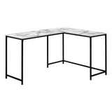 L-Shaped Computer Corner Desk with a White Marble Look -  Ember Workspace - WhatYouNeedSales