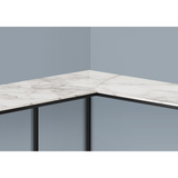 L-Shaped Computer Corner Desk with a White Marble Look -  Ember Workspace - WhatYouNeedSales