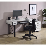 Settea Computer Desk in Antique White & Black Finish - Ember Workspace - WhatYouNeedSales