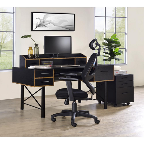 Safea Computer Desk in Antique Black Finish - Ember Workspace - WhatYouNeedSales