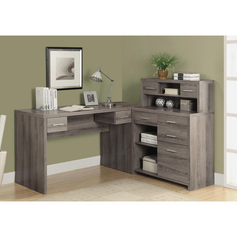 Monarch -L-SHAPED WORKSTATION DESK- DARK TAUPE - WhatYouNeedSales