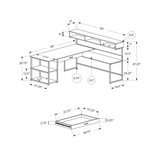 L-Shaped Computer Corner Desk with Hutch, 60" L, Grey/Black Frame - PinnacleWorkspace - WhatYouNeedSales