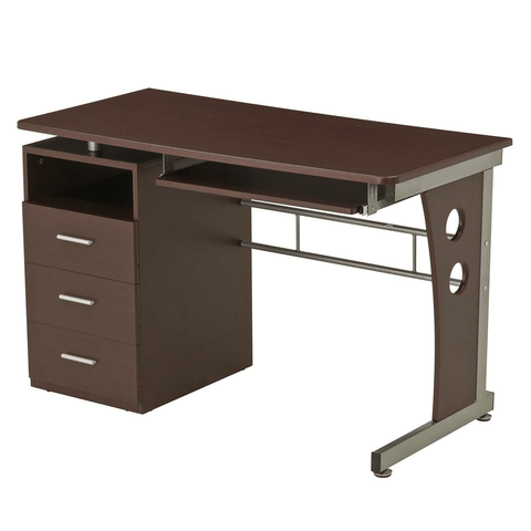 Chocolate-Toned Computer Desk with Ample Storage - Ember Workspace - WhatYouNeedSales