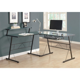 BLACK METAL CORNER COMPUTER DESK  WITH TEMPERED GLASS - Ember Workspace - WhatYouNeedSales