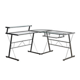 BLACK METAL CORNER COMPUTER DESK  WITH TEMPERED GLASS - Ember Workspace - WhatYouNeedSales