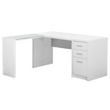 Modern White L-Shaped Computer Desk featuring Tempered Glass - Ember Workspace - WhatYouNeedSales