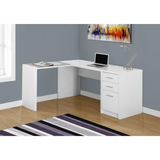 Modern White L-Shaped Computer Desk featuring Tempered Glass - Ember Workspace - WhatYouNeedSales