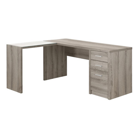 DARK TAUPE CORNER COMPUTER DESK WITH TEMPERED GLASS - Ember Workspace - WhatYouNeedSales