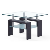 Contemporary T646 End Table Legs - Clear Tempered Glass Top