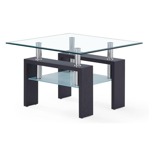 Contemporary T646 End Table Legs - Clear Tempered Glass Top