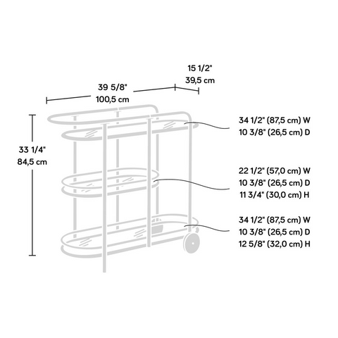 Coral Cape Bar Cart Metal/Glass 3A - WhatYouNeedSales