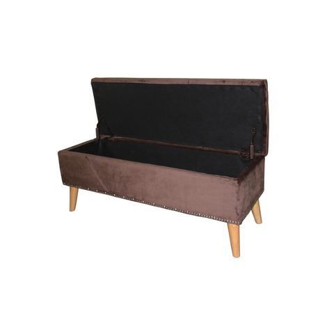 "Cozy Brown Suede Storage Bench" - WhatYouNeedSales