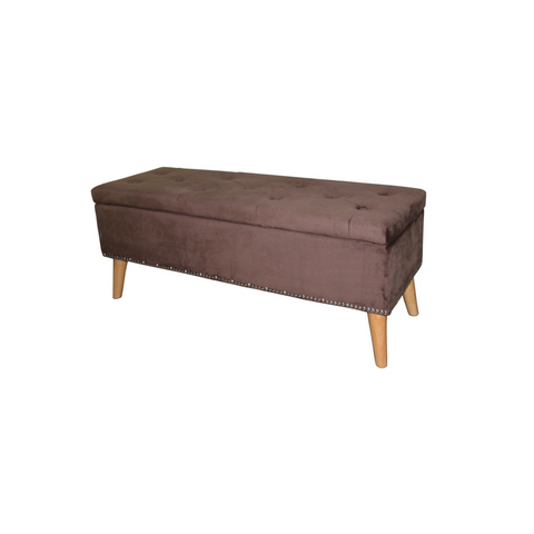 "Cozy Brown Suede Storage Bench" - WhatYouNeedSales