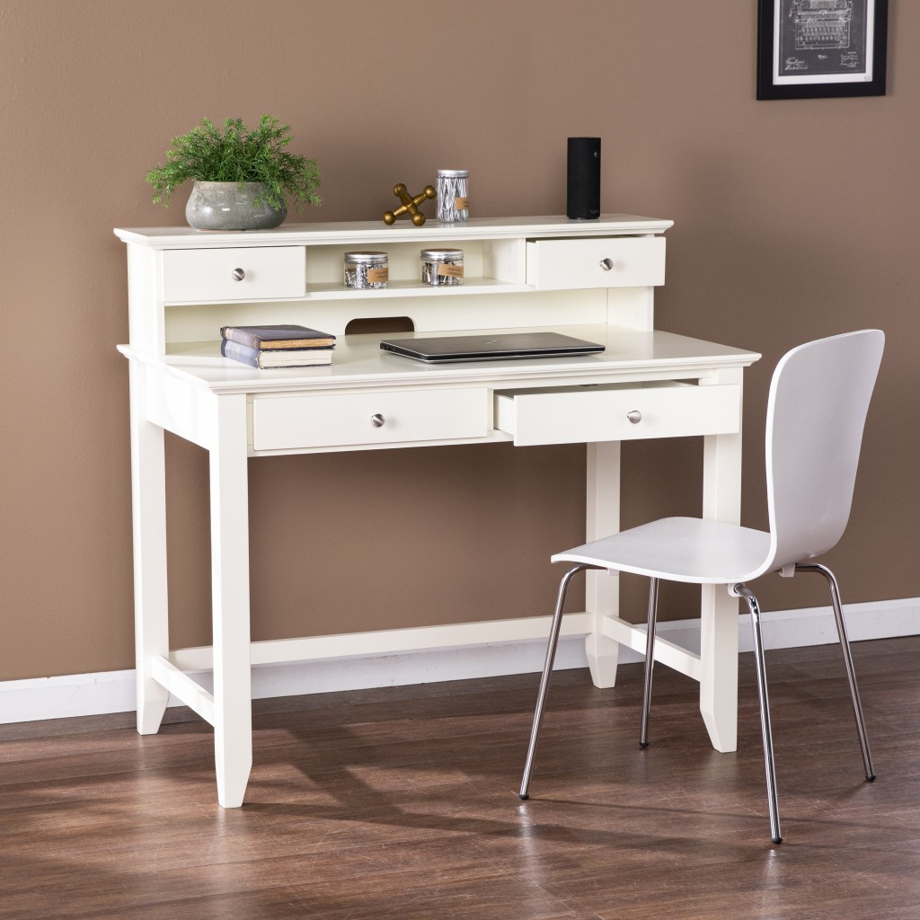 Creamy White Secretary Writing Desk - WhatYouNeedSales