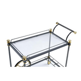 Cyrus Serving Cart, Silver/Gold & Clear Glass - WhatYouNeedSales