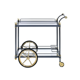 Cyrus Serving Cart, Silver/Gold & Clear Glass - WhatYouNeedSales