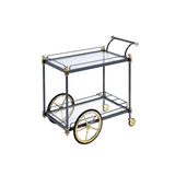 Cyrus Serving Cart, Silver/Gold & Clear Glass - WhatYouNeedSales