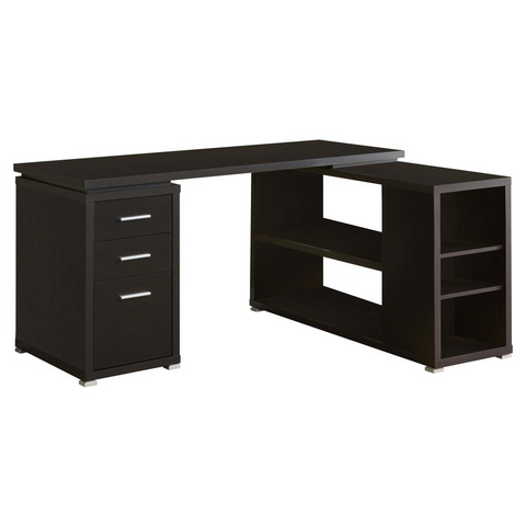 Sunjoy Transitional L-Shaped Corner Computer Desk in Black - PinnacleWorkspace - WhatYouNeedSales