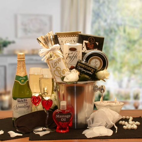 Deluxe Romantic Evening For Two Gift Basket - Wedding Gift Basket - honeymoon gift set - WhatYouNeedSales