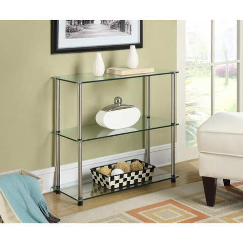 Designs2Go Classic Glass 3 Shelf Bookcase - WhatYouNeedSales