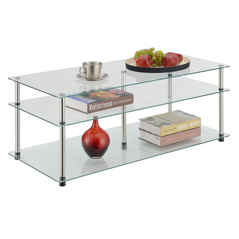 Designs2Go Classic Glass 3 Tier Coffee Table - WhatYouNeedSales