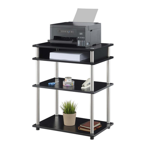 Designs2Go No Tools Printer Stand with Shelves, Black - WhatYouNeedSales