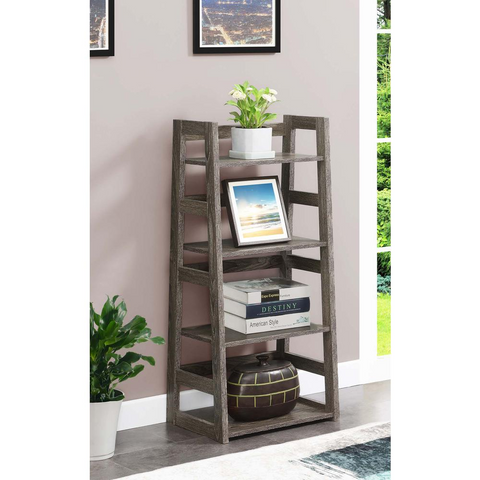 Designs2Go Trestle Bookcase in Weathered Gray - WhatYouNeedSales