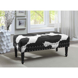 Designs4Comfort Faux Cowhide Bench with Nailheads - WhatYouNeedSales