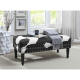 Designs4Comfort Faux Cowhide Bench with Nailheads - WhatYouNeedSales