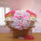 Double Delight Twins New Babies Gift Basket - Pink - baby bath set -  baby girl gifts - new baby gift basket - baby gift baskets - baby shower gifts - WhatYouNeedSales