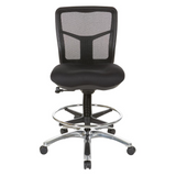 Drafting Mesh Chair in Black with Adjustable Footring Chrome Base, 92583C-30 - WhatYouNeedSales