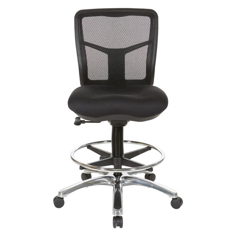 Drafting Mesh Chair in Black with Adjustable Footring Chrome Base, 92583C-30 - WhatYouNeedSales