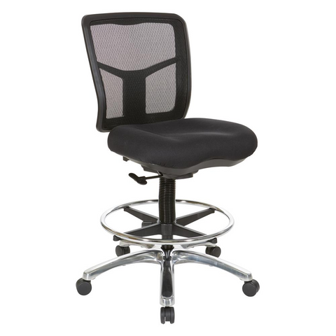 Drafting Mesh Chair in Black with Adjustable Footring Chrome Base, 92583C-30 - WhatYouNeedSales