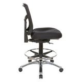 Drafting Mesh Chair in Black with Adjustable Footring Chrome Base, 92583C-30 - WhatYouNeedSales