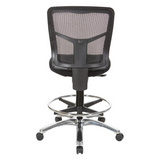 Drafting Mesh Chair in Black with Adjustable Footring Chrome Base, 92583C-30 - WhatYouNeedSales