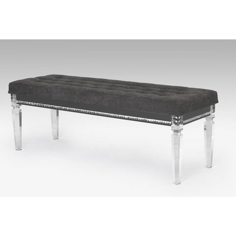 Bench with Tufted Buttons, Gem Strip, and Acrylic Legs - WhatYouNeedSales