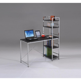 Computer Desk with Five-Tier Storage Shelves in Silver Metal - Ember Workspace - WhatYouNeedSales