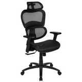 Ergonomic Mesh Office Chair with 2-to-1 Synchro-Tilt, Adjustable Headrest, Lumbar Support, and Adjustable Pivot Arms in Black - WhatYouNeedSales