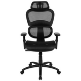 Ergonomic Mesh Office Chair with 2-to-1 Synchro-Tilt, Adjustable Headrest, Lumbar Support, and Adjustable Pivot Arms in Black - WhatYouNeedSales