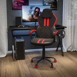 Ergonomic Office Computer Chair - Adjustable Black and Red Designer Gaming Chair - 360° Swivel - Red Dual Wheel Casters - WhatYouNeedSales